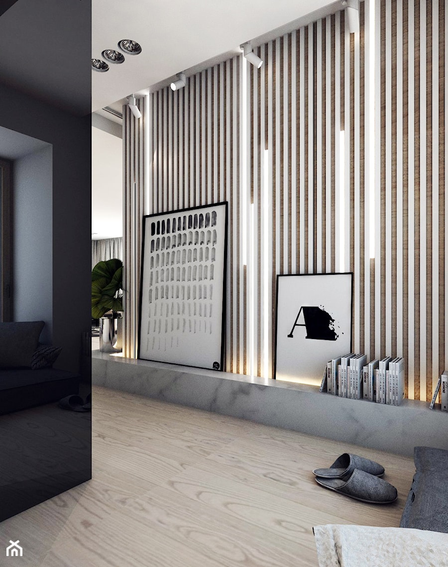 DOM JEDNORODZINNY D11_2015 / TARNOWSKIE GÓRY - Średni czarny hol / przedpokój, styl minimalistyczny - zdjęcie od A2 STUDIO pracownia architektury