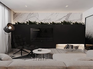 APARTAMENT D22_16 / WARSZAWA - Średni biały czarny salon, styl nowoczesny - zdjęcie od A2 STUDIO pracownia architektury