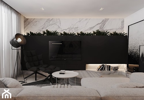 APARTAMENT D22_16 / WARSZAWA - Średni biały czarny salon, styl nowoczesny - zdjęcie od A2 STUDIO pracownia architektury