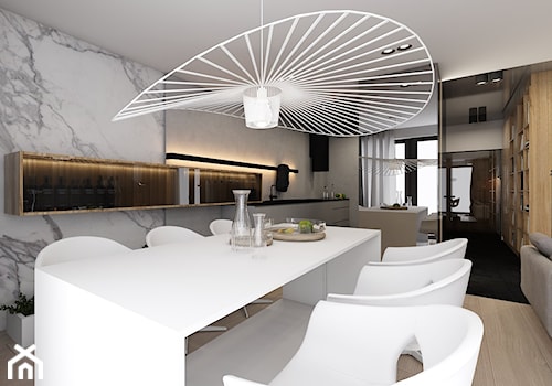 PROJEKT SZEREGÓWKI D17_16 / TARNOWSKIE GÓRY - Średnia jadalnia w salonie w kuchni, styl nowoczesny - zdjęcie od A2 STUDIO pracownia architektury