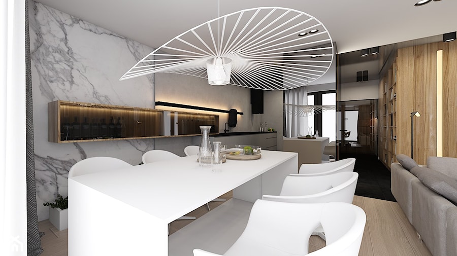 PROJEKT SZEREGÓWKI D17_16 / TARNOWSKIE GÓRY - Średnia jadalnia w salonie w kuchni, styl nowoczesny - zdjęcie od A2 STUDIO pracownia architektury