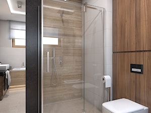 dom jednorodzinny Żyrardów - Średnia na poddaszu łazienka z oknem, styl nowoczesny - zdjęcie od A2 STUDIO pracownia architektury