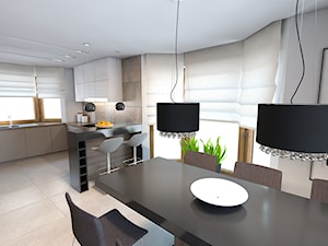 parter domu jednorodzinnego - Średnia biała jadalnia w kuchni, styl nowoczesny - zdjęcie od A2 STUDIO pracownia architektury