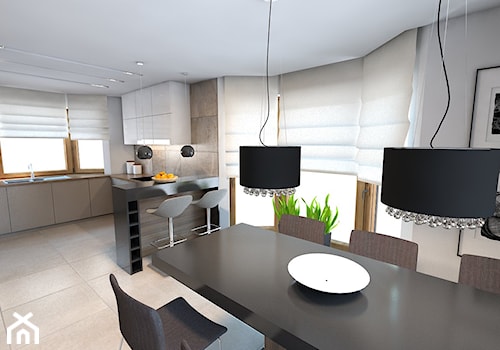 parter domu jednorodzinnego - Średnia biała jadalnia w kuchni, styl nowoczesny - zdjęcie od A2 STUDIO pracownia architektury