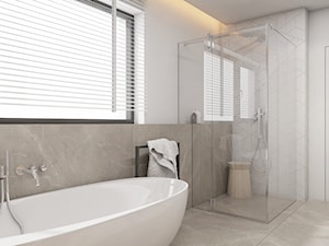 Dom jednorodzinny w Świerklańcu 2017 - Średnia z marmurową podłogą z punktowym oświetleniem łazienka z oknem, styl nowoczesny - zdjęcie od A2 STUDIO pracownia architektury