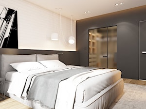 MIESZKANIE DWUPOZIOMOWE W TARNOWSKICH GÓRACH_2017 - Średnia biała czarna sypialnia z garderobą, styl nowoczesny - zdjęcie od A2 STUDIO pracownia architektury