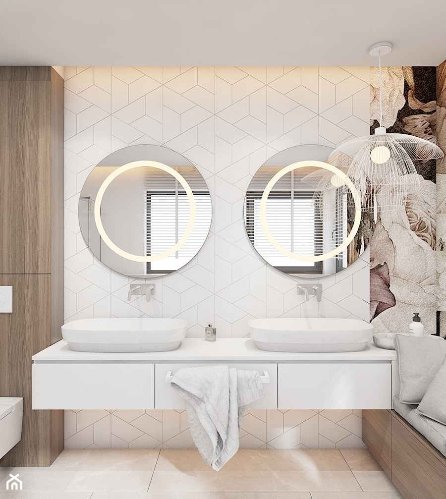 Dom jednorodzinny w Świerklańcu 2017 - Z dwoma umywalkami łazienka, styl nowoczesny - zdjęcie od A2 STUDIO pracownia architektury
