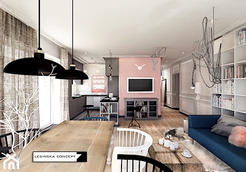 PANORAMA - Średnia otwarta z salonem kuchnia w kształcie litery u, styl rustykalny - zdjęcie od LESINSKA CONCEPT