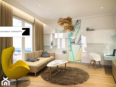 Aranżacje wnętrz - Salon: APARTAMENT PASTELOWY - Salon, styl nowoczesny - LESINSKA CONCEPT. Przeglądaj, dodawaj i zapisuj najlepsze zdjęcia, pomysły i inspiracje designerskie. W bazie mamy już prawie milion fotografii!