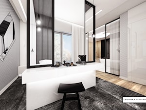 DOM JEDNORODZINY - Duża biała szara sypialnia, styl nowoczesny - zdjęcie od LESINSKA CONCEPT