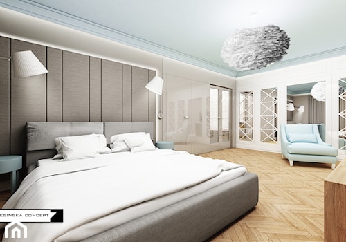 APARTAMENT ORŁOWO - Średnia szara sypialnia, styl tradycyjny - zdjęcie od LESINSKA CONCEPT