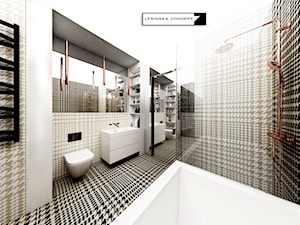 GEOMETRYCZNY DOM W GDYNI - Średnia z lustrem łazienka, styl nowoczesny - zdjęcie od LESINSKA CONCEPT