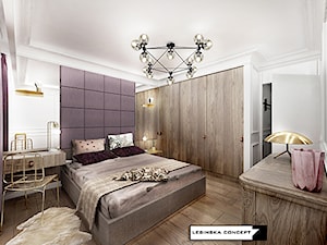 TRANSATLANTYK - Średnia biała z biurkiem sypialnia, styl glamour - zdjęcie od LESINSKA CONCEPT