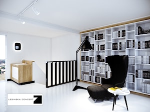 BIAŁY MODERNIZM GDYŃSKI - Duże w osobnym pomieszczeniu białe biuro, styl minimalistyczny - zdjęcie od LESINSKA CONCEPT