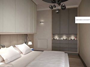 APARTAMENT PONADCZASOWY SZARY - Mała beżowa sypialnia, styl nowoczesny - zdjęcie od LESINSKA CONCEPT