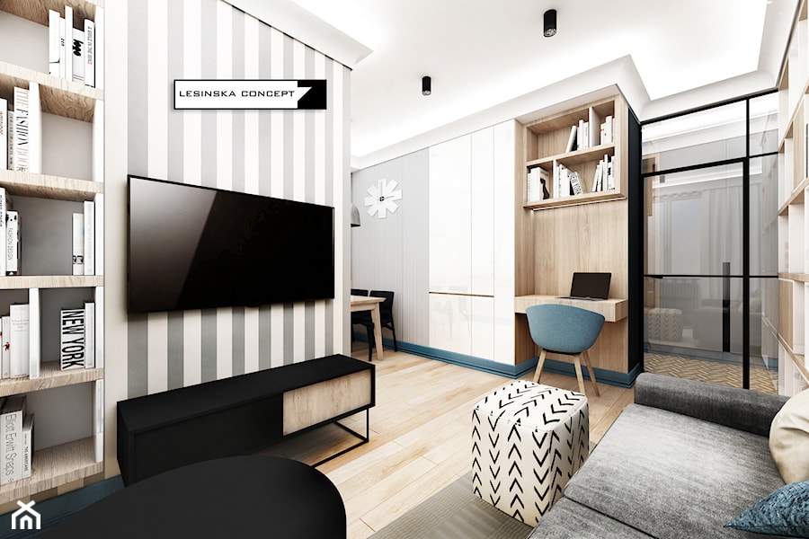 APARTAMENT W KRATKĘ - Salon, styl nowoczesny - zdjęcie od LESINSKA CONCEPT