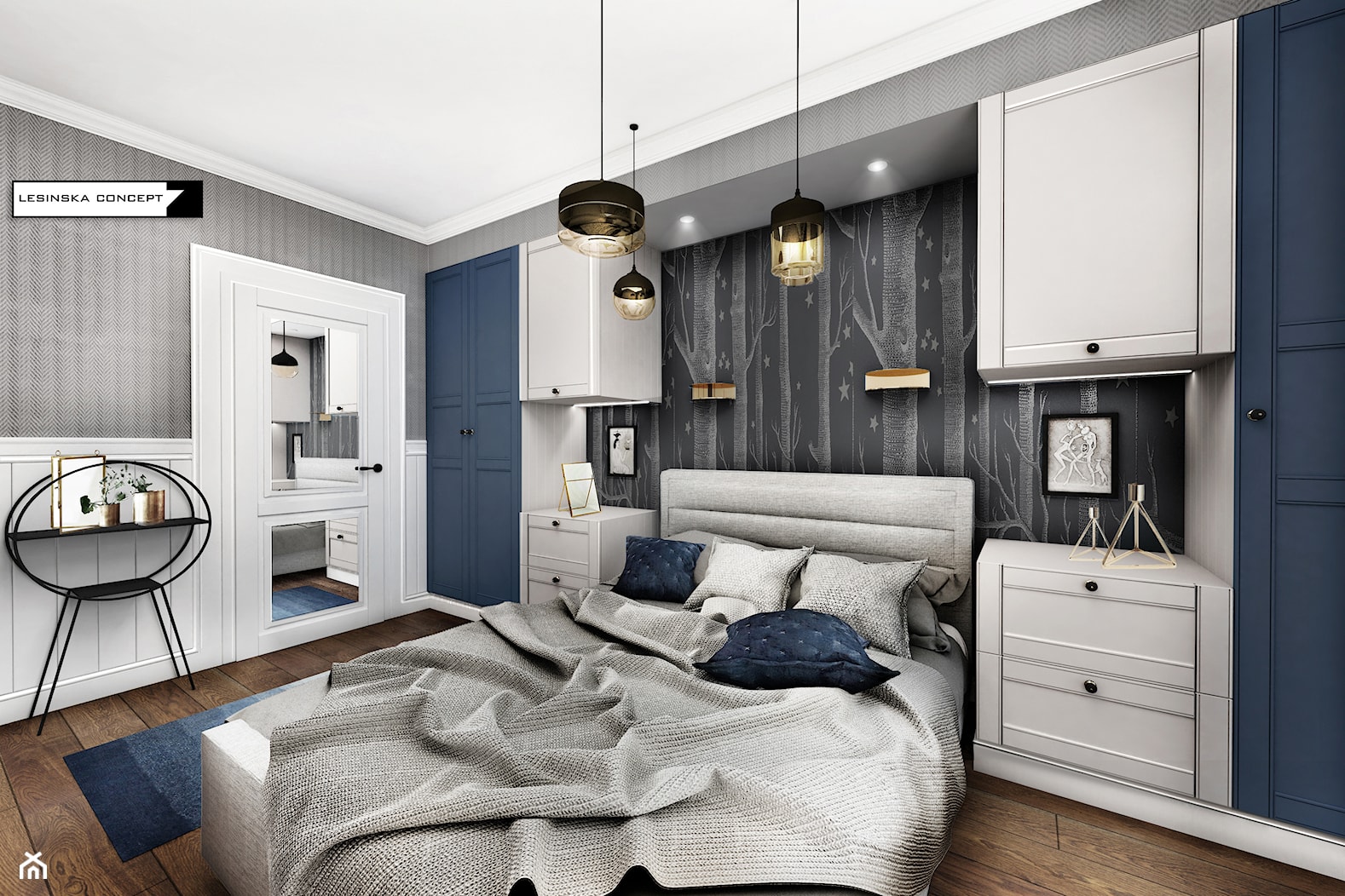 APARTAMENT ALTORIA - Średnia biała sypialnia, styl nowoczesny - zdjęcie od LESINSKA CONCEPT - Homebook
