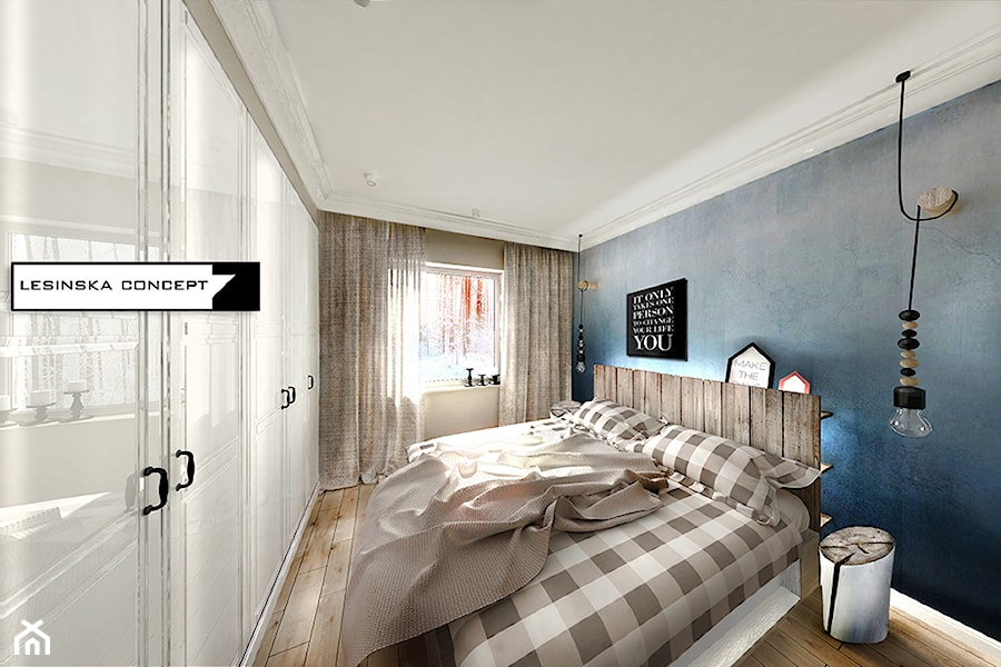 PANORAMA - Średnia niebieska sypialnia, styl rustykalny - zdjęcie od LESINSKA CONCEPT