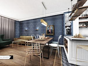 APARTAMENT ALTORIA - Średni czarny salon z kuchnią z jadalnią, styl nowoczesny - zdjęcie od LESINSKA CONCEPT