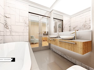 APARTAMENT ORŁOWO - Średnia na poddaszu bez okna z dwoma umywalkami łazienka, styl tradycyjny - zdjęcie od LESINSKA CONCEPT