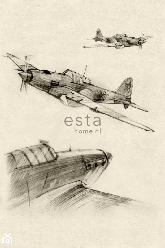 Tapeta, panel air­plane sketches wym.279cm x 186cm, Samoloty rysunki - zdjęcie od Ardeko - Homebook