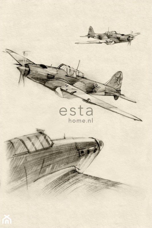 Tapeta, panel air­plane sketches wym.279cm x 186cm, Samoloty rysunki - zdjęcie od Ardeko