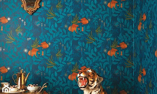 tygrys dekoracja i tapeta w ryby