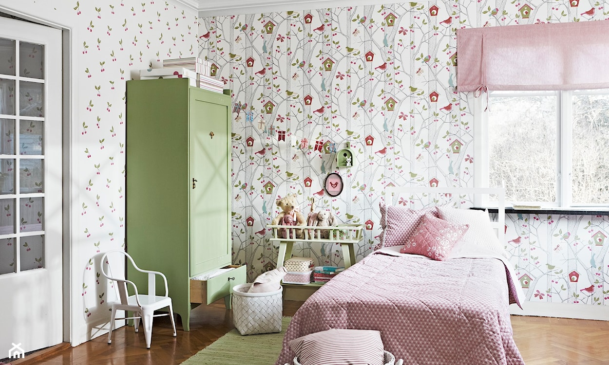 modny, różowo-seledynowy pokój dla dziewczynki