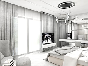 MAKE IT HAPPEN | II | Wnętrza domu - Duża szara z biurkiem sypialnia, styl nowoczesny - zdjęcie od ARTDESIGN architektura wnętrz