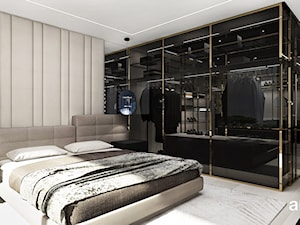Sypialnia z garderobą ukrytą za grafitowym przeszkleniem - zdjęcie od ARTDESIGN architektura wnętrz