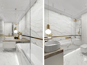 Jasna łazienka wykończona płytkami z wzorem marmuru - zdjęcie od ARTDESIGN architektura wnętrz
