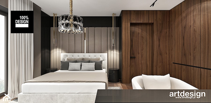 Luksusowa sypialnia w beżach i drewnie - zdjęcie od ARTDESIGN architektura wnętrz