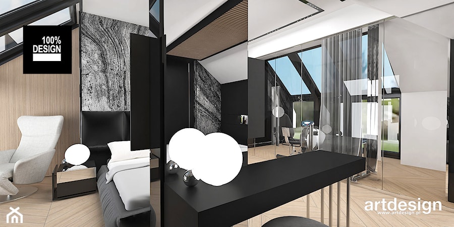 BIRD'S EYE VIEW | II | Wnętrza domu - Średnia szara sypialnia na poddaszu, styl nowoczesny - zdjęcie od ARTDESIGN architektura wnętrz