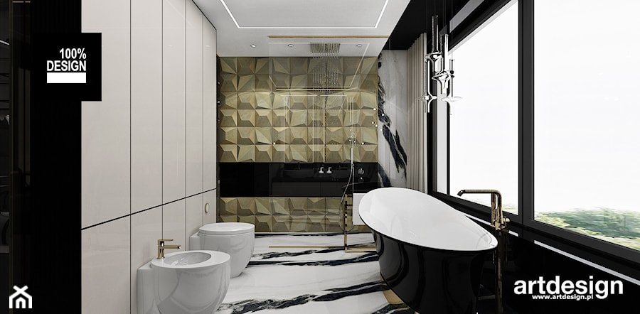 łazienka ze złotym akcentem - zdjęcie od ARTDESIGN architektura wnętrz