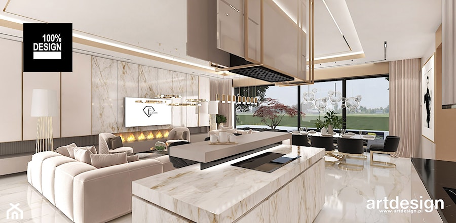Luksusowa kuchnia otwarta na salon - zdjęcie od ARTDESIGN architektura wnętrz