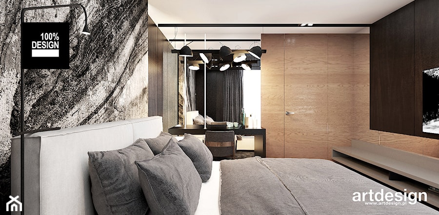 LOOK #61 | Wnętrza apartamentu - Średnia szara sypialnia, styl nowoczesny - zdjęcie od ARTDESIGN architektura wnętrz