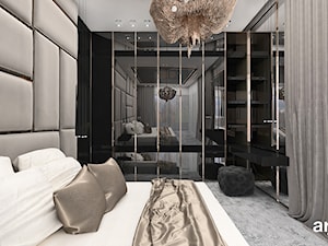 TAKE THE BULL BY THE HORNS | Wnętrza apartamentu - Mała czarna szara z biurkiem sypialnia, styl nowoczesny - zdjęcie od ARTDESIGN architektura wnętrz