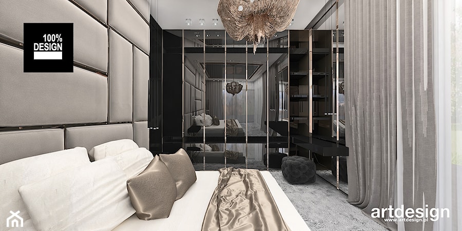 TAKE THE BULL BY THE HORNS | Wnętrza apartamentu - Mała czarna szara z biurkiem sypialnia, styl nowoczesny - zdjęcie od ARTDESIGN architektura wnętrz
