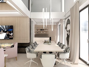 OVER THE MOON | I | Wnętrza domu - Duża biała jadalnia w salonie, styl nowoczesny - zdjęcie od ARTDESIGN architektura wnętrz