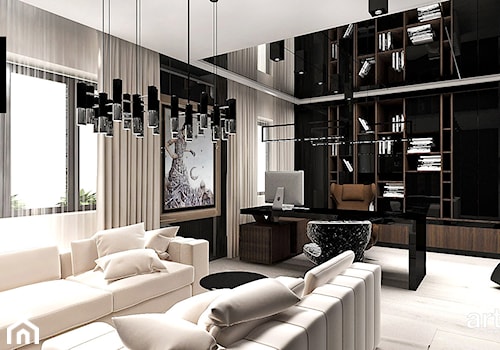 A BREATH OF FRESH AIR | II | Wnętrza domu - Średnie w osobnym pomieszczeniu z sofą czarne szare biuro, styl nowoczesny - zdjęcie od ARTDESIGN architektura wnętrz