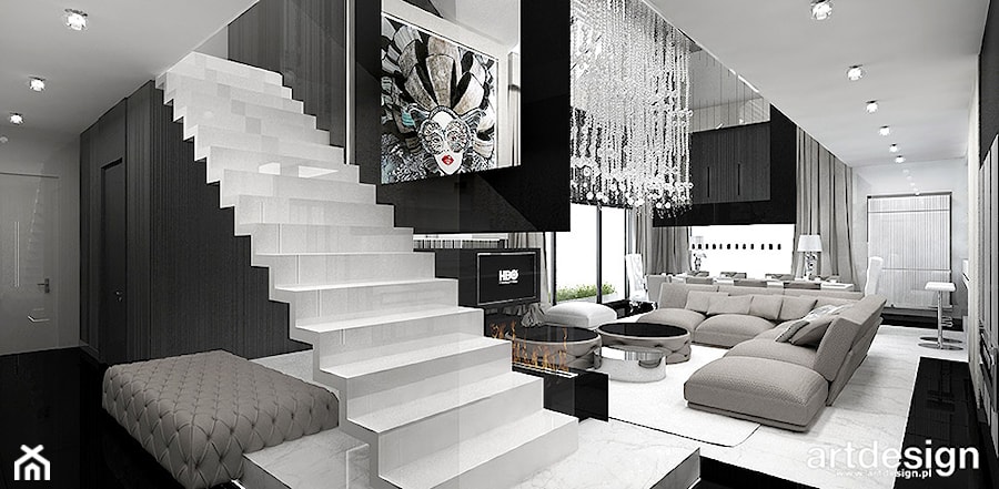 nowoczesne schody w przestrzeni domu - zdjęcie od ARTDESIGN architektura wnętrz
