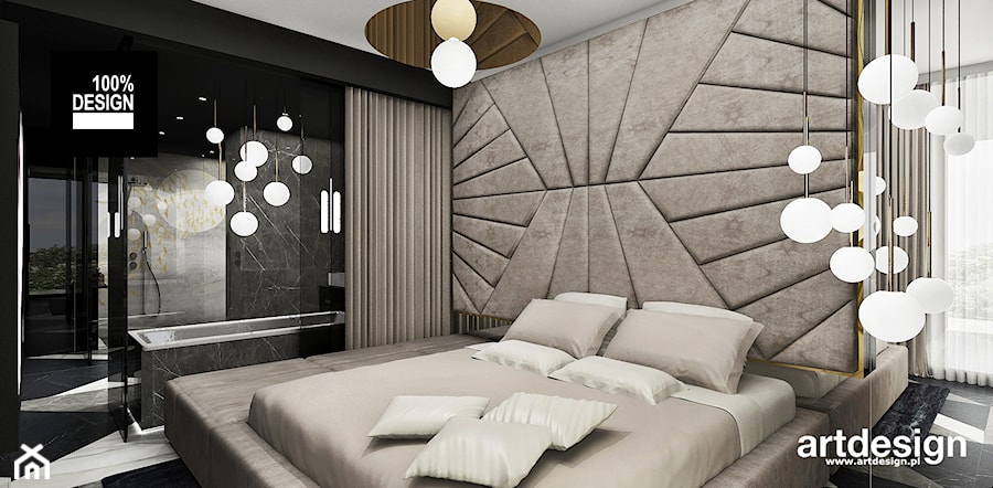 nowoczesna sypialnia połączona z łazienką - zdjęcie od ARTDESIGN architektura wnętrz