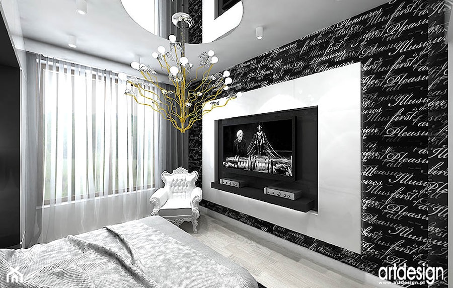 luksusowa sypialnia biało-czarna - zdjęcie od ARTDESIGN architektura wnętrz