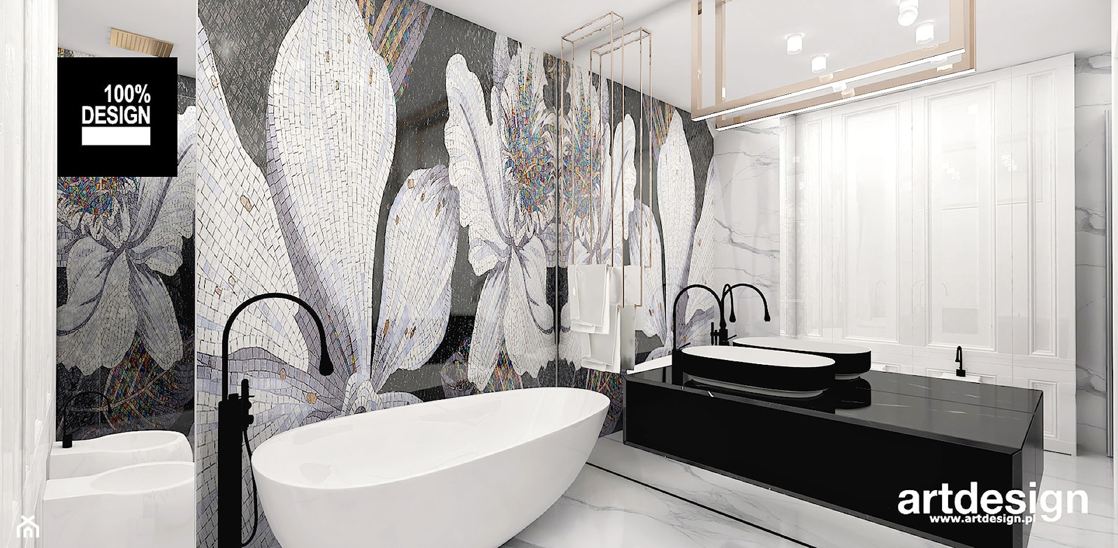 Luksusowa łazienka z mozaiką - zdjęcie od ARTDESIGN architektura wnętrz - Homebook