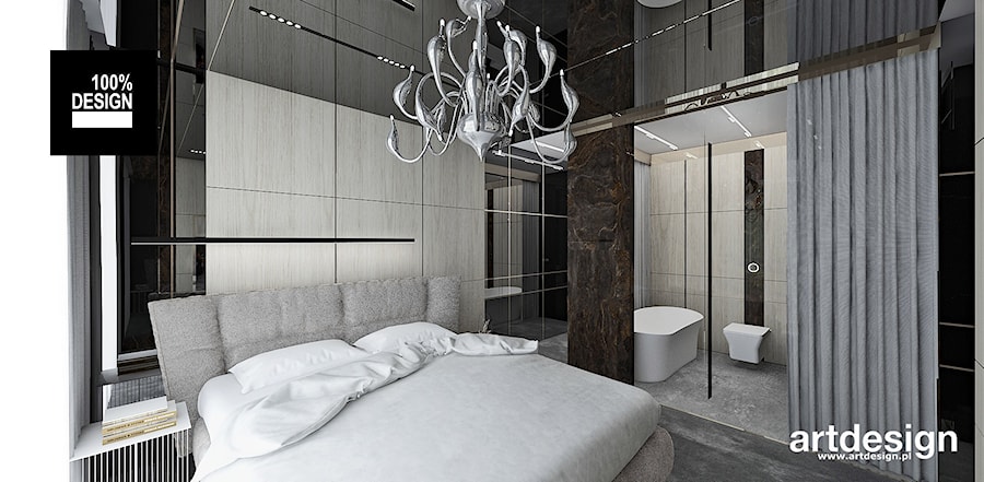 sypialnia połączona z łazienką - zdjęcie od ARTDESIGN architektura wnętrz