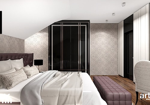 PEARL OF WISDOM | Wnętrza domu - Duża biała czarna z biurkiem sypialnia na poddaszu, styl tradycyjn ... - zdjęcie od ARTDESIGN architektura wnętrz