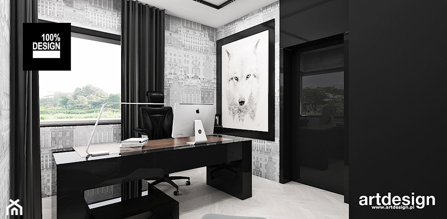 THE ONLY GAME IN TOWN | II | Wnętrza domu - Małe czarne szare biuro, styl nowoczesny - zdjęcie od ARTDESIGN architektura wnętrz