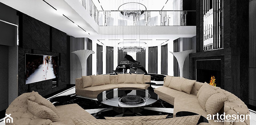 LIKE A MILLION DOLLARS | I | Wnętrza rezydencji - Duży czarny salon - zdjęcie od ARTDESIGN architektura wnętrz