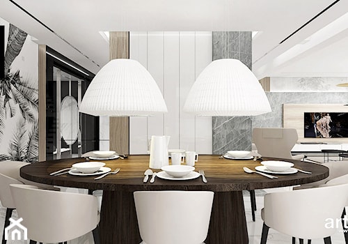 PERFECT MATCH | I | Wnętrza domu - Duża biała jadalnia jako osobne pomieszczenie, styl nowoczesny - zdjęcie od ARTDESIGN architektura wnętrz