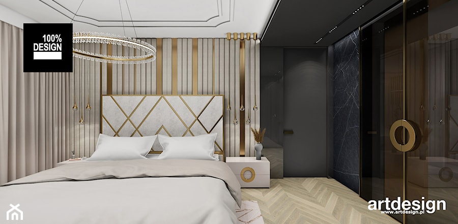 Projekt sypialni z garderobą - zdjęcie od ARTDESIGN architektura wnętrz